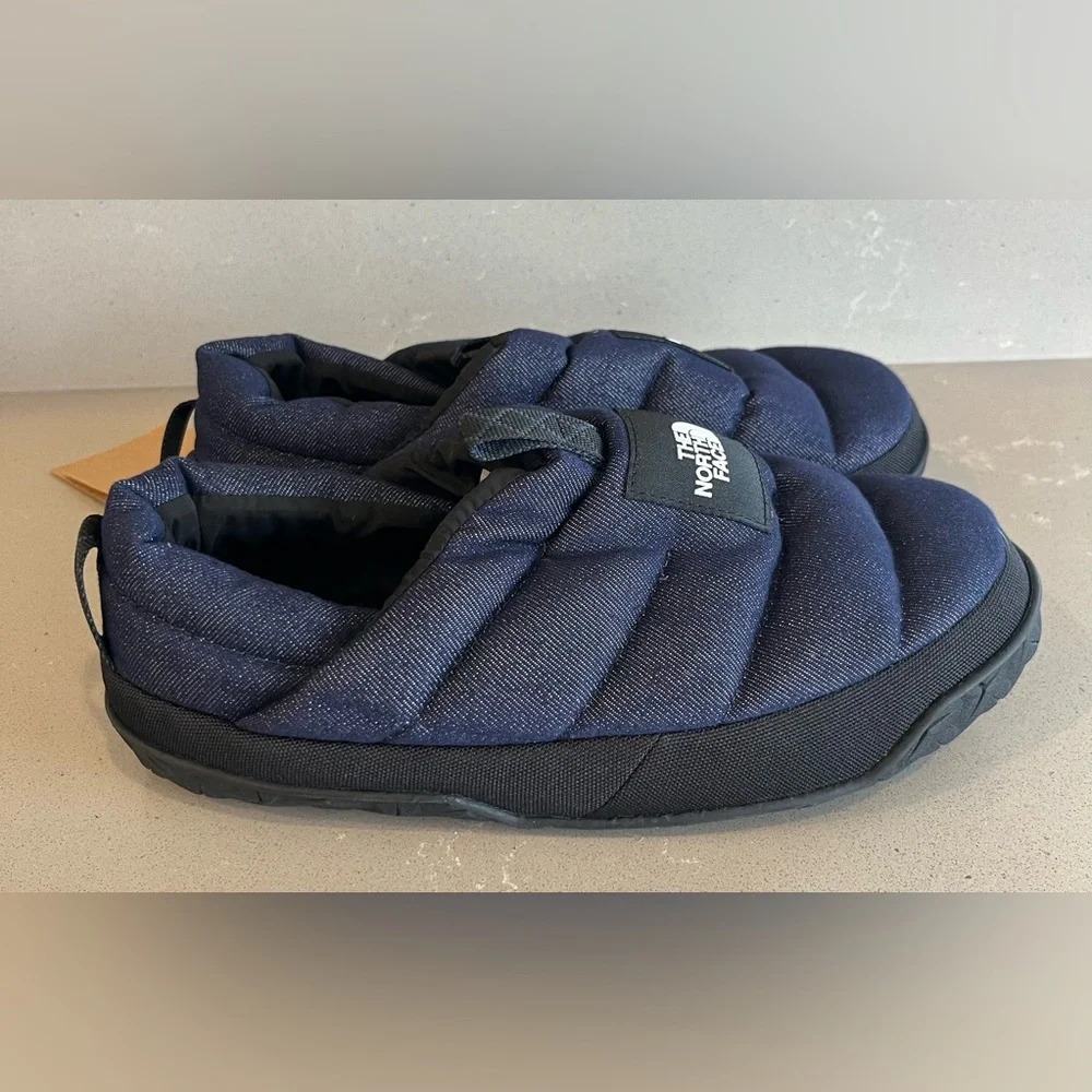 NEW The North Face Men's Nuptse Mule Slippers Shoes Dark Denim TNF Black Size 10 - Picture 3 of 13